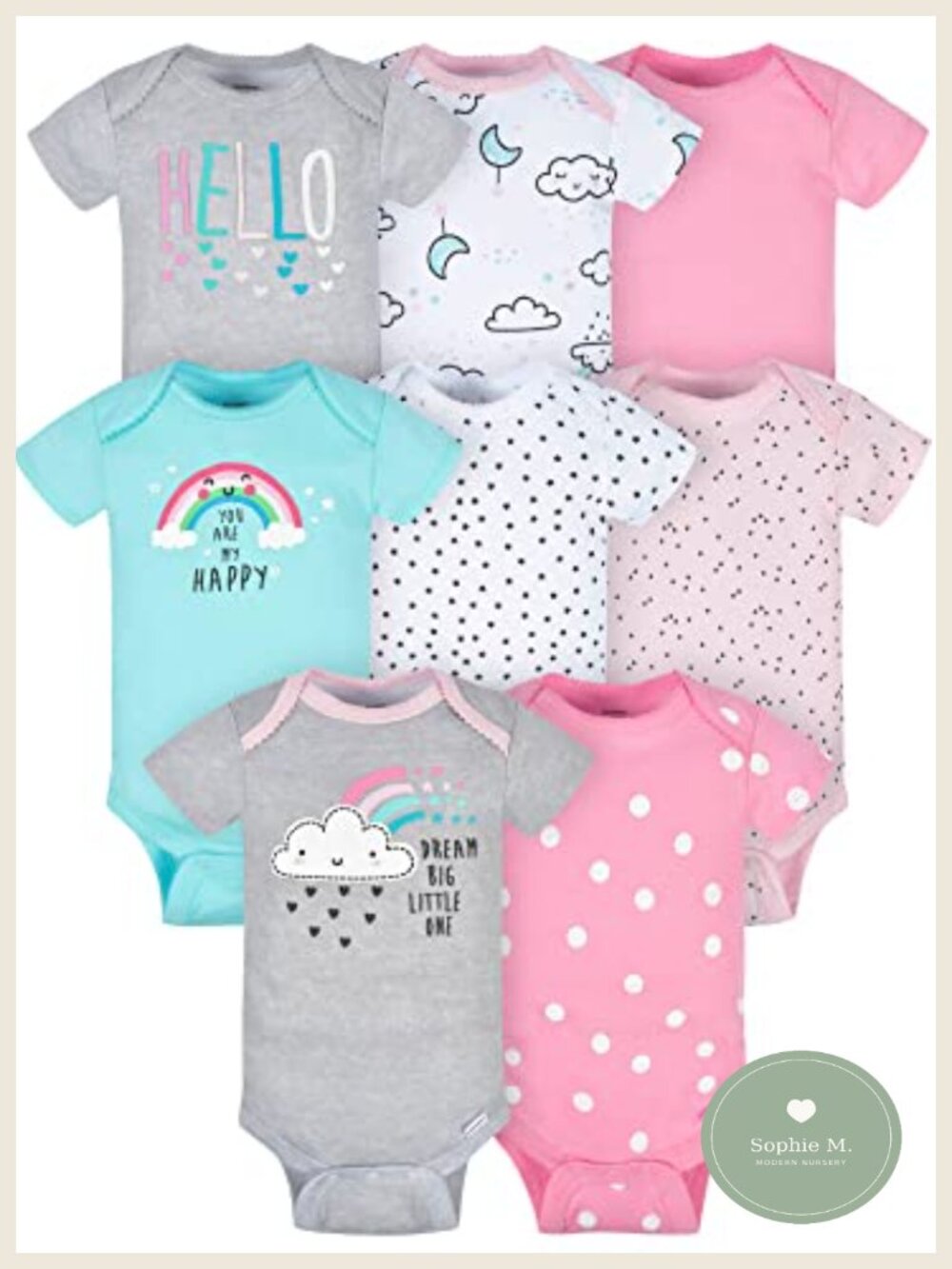 Baby Girls 8-Pack Short Sleeve Bodysuits Soft Cotton One-Piece Sets